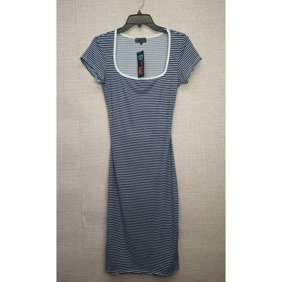 Cute Midi Striped Bodycon Dress with open back, super soft and Stretchy - Picture 9 of 11